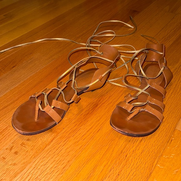 Gladiator Tie Lace Up Ankle Sandals - Picture 2 of 6